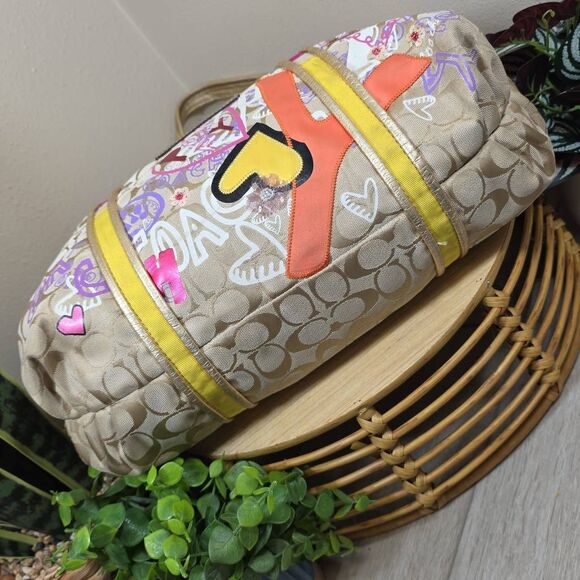 Coach RARE Poppy Graffiti Applique Glam Tote - Picture 12 of 16